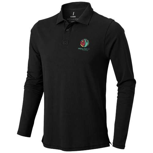 black Polo de manga larga para hombre