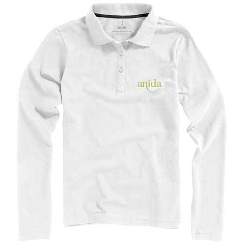 white Polo de manga larga para mujer