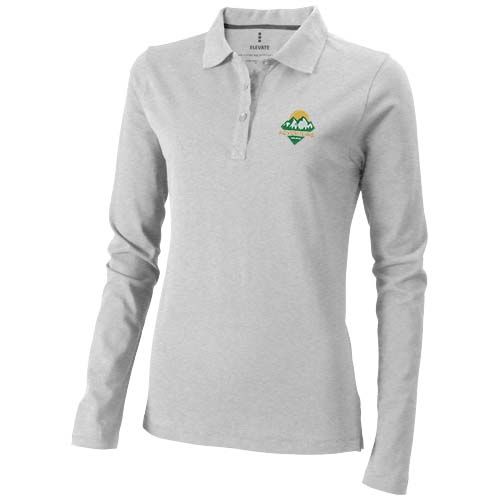gris mezclado Polo de manga larga para mujer de 180 g/m² Calgary