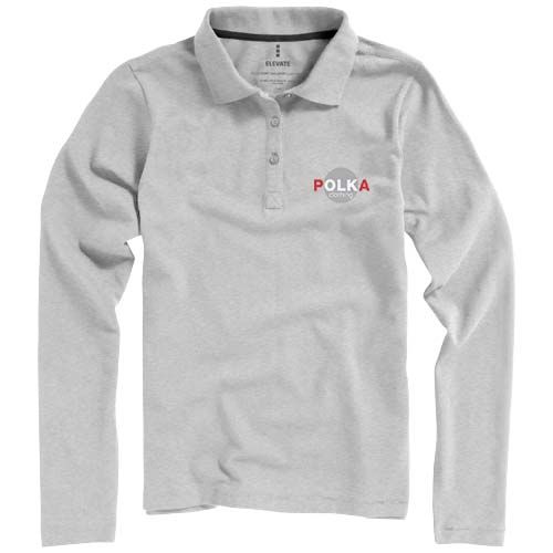 gris mezclado Polo de manga larga para mujer de 180 g/m² Calgary