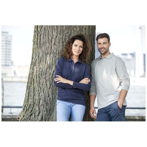 gris mezclado Polo de manga larga para mujer de 180 g/m² Calgary