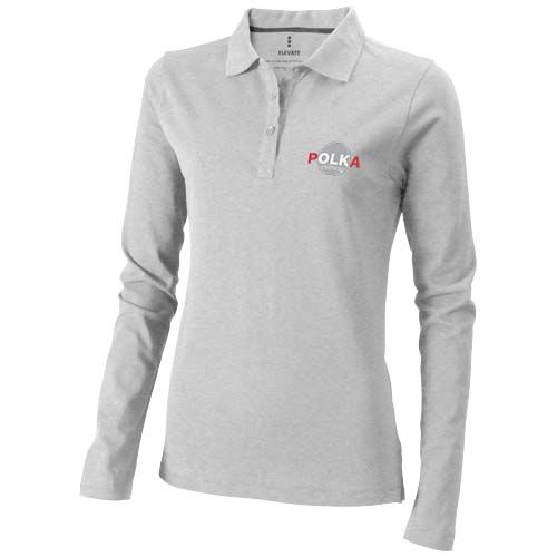 gris mezclado Polo de manga larga para mujer de 180 g/m² Calgary