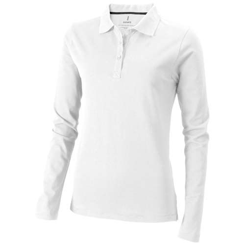 white Polo de manga larga para mujer