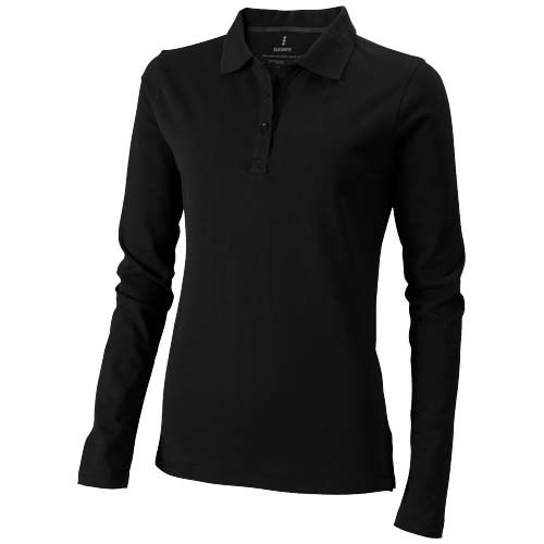 black Polo de manga larga para mujer de 180 g/m² Calgary