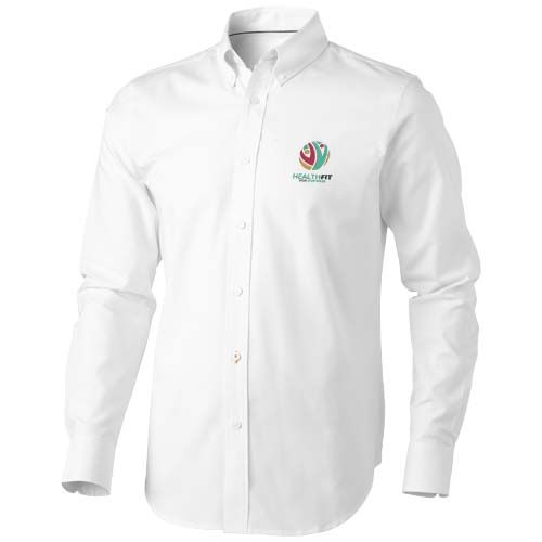 white Camisa tipo Oxford de manga larga para hombre de 142 g/m² Vaillant