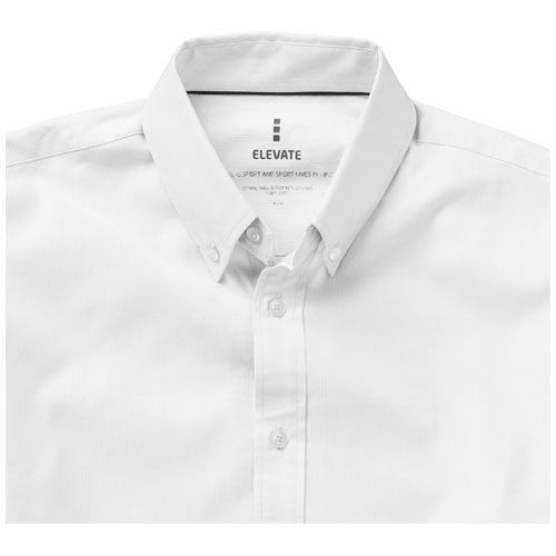 white Camisa tipo Oxford de manga larga para hombre