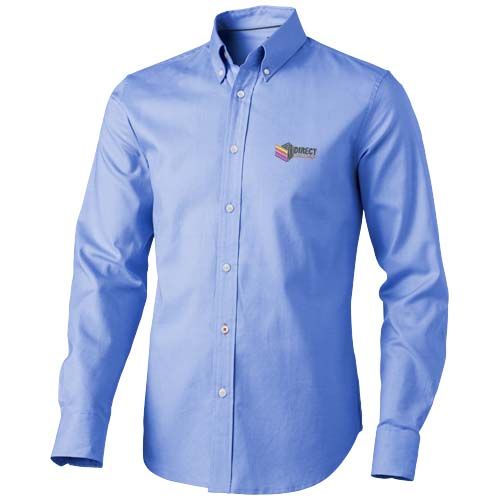 azul claro Camisa tipo Oxford de manga larga para hombre