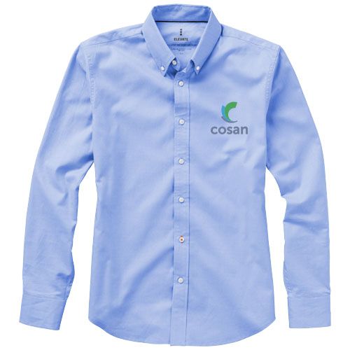 azul claro Camisa tipo Oxford de manga larga para hombre