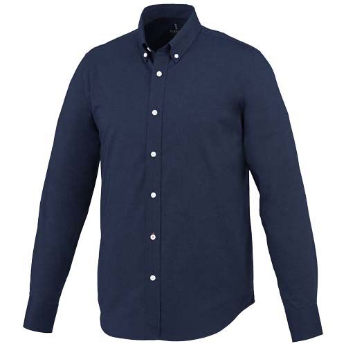 azul marino Camisa tipo Oxford de manga larga para hombre