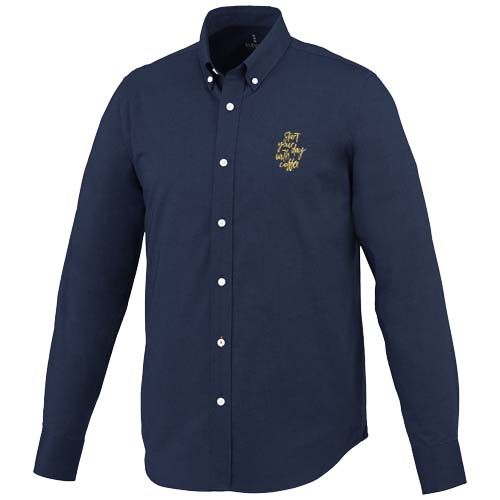 azul marino Camisa tipo Oxford de manga larga para hombre
