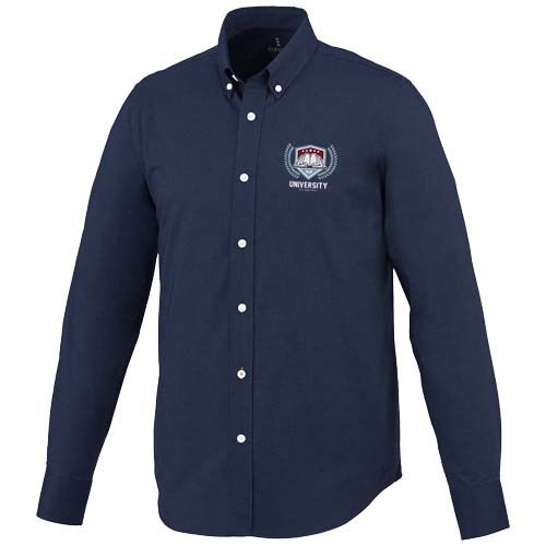 azul marino Camisa tipo Oxford de manga larga para hombre
