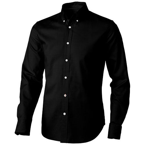 black Camisa tipo Oxford de manga larga para hombre