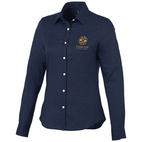 azul marino Camisa tipo Oxford de manga larga de mujer