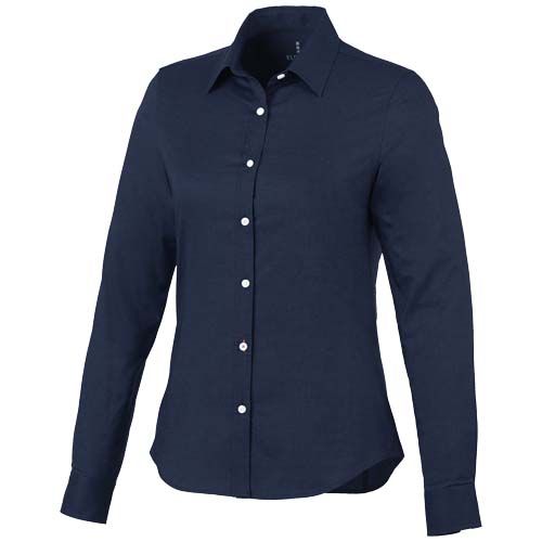 azul marino Camisa tipo Oxford de manga larga de mujer