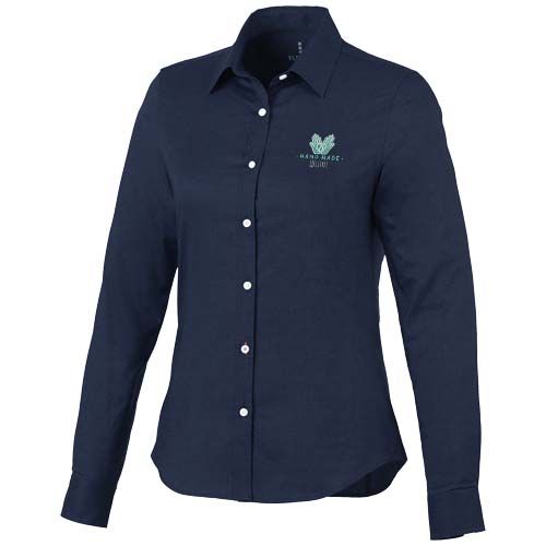 azul marino Camisa tipo Oxford de manga larga de mujer