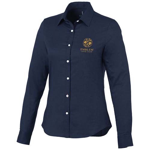 azul marino Camisa tipo Oxford de manga larga de mujer