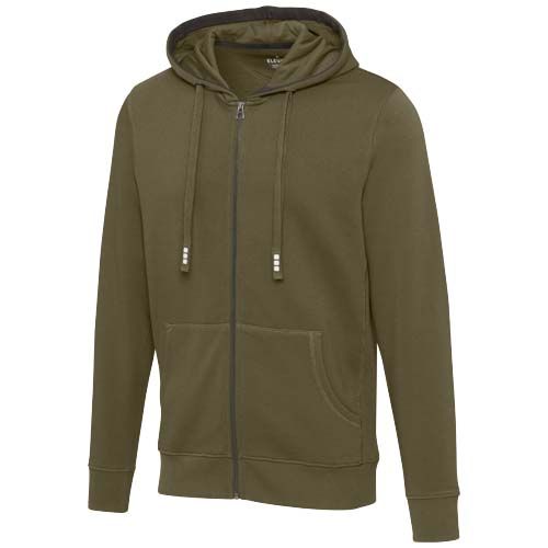 verde bosque Sudadera con capucha y cremallera para hombre