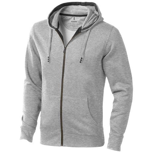 gris mezclado Sudadera con capucha y cremallera para hombre