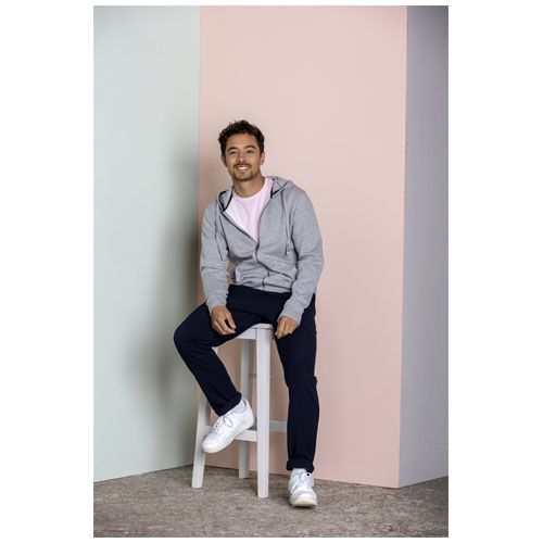 gris mezclado Sudadera con capucha y cremallera para hombre