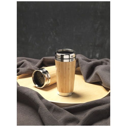 marrón Vaso de 450 ml con exterior de bambú