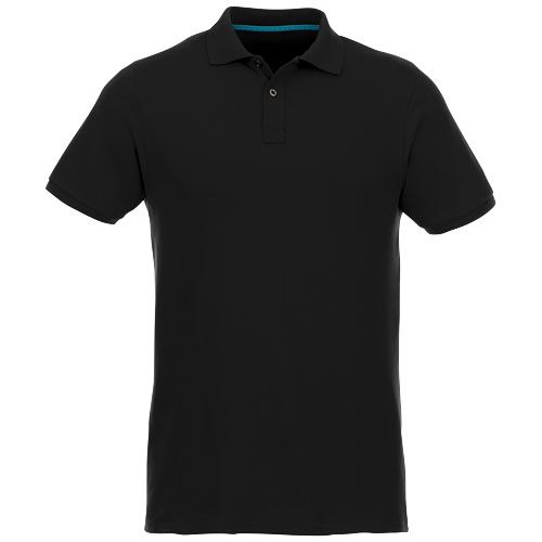 black Polo de manga corta de material reciclado orgánico para hombre