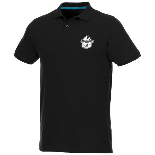 black Polo de manga corta de material reciclado orgánico para hombre