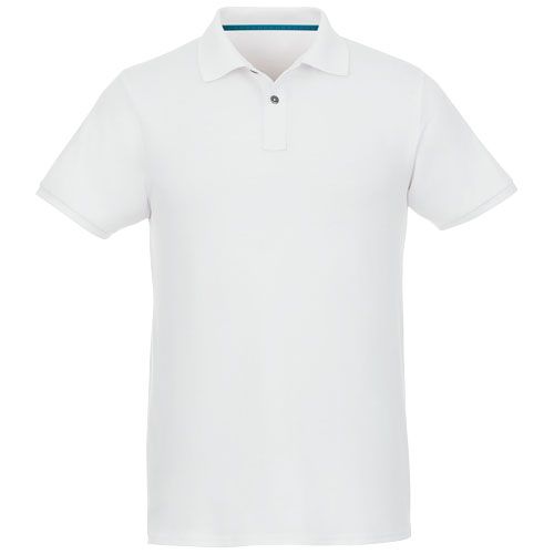 white Polo de manga corta de material reciclado orgánico para hombre