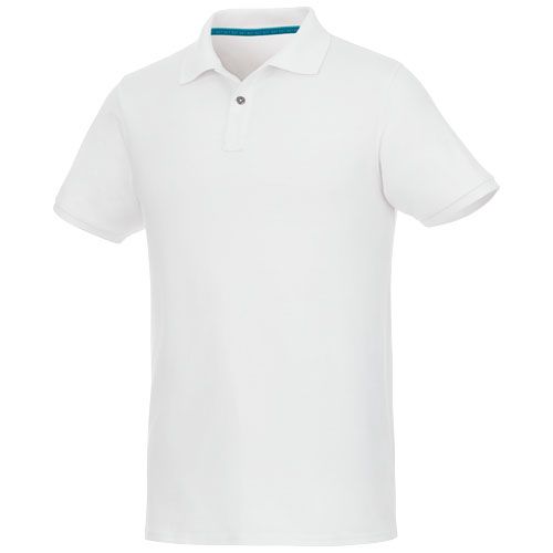 white Polo de manga corta de material reciclado orgánico para hombre