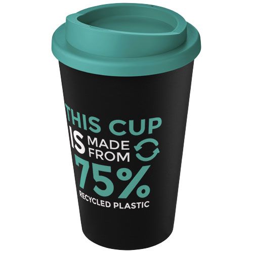 negro/azul aqua Americano® Vaso térmico reciclado de 350 ml