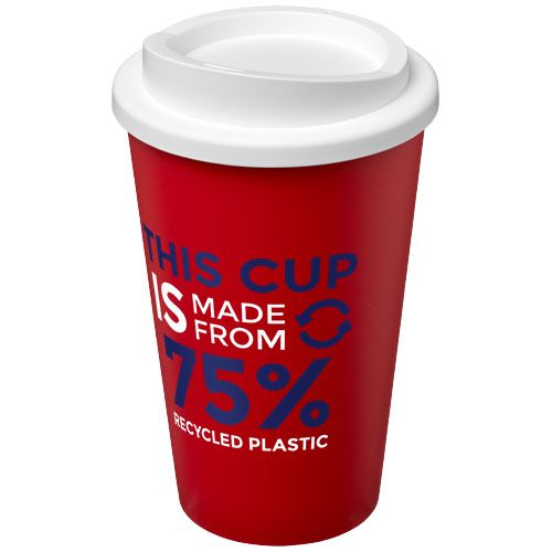 rojo/blanco Americano® Vaso térmico reciclado de 350 ml