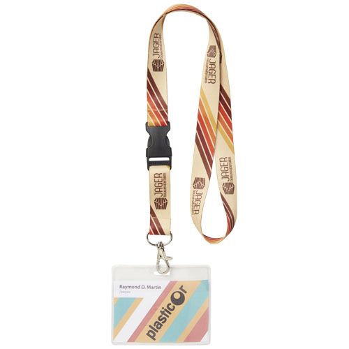 negro/blanco Bucks lanyard en sublimación con hebilla de seguridad desmontable