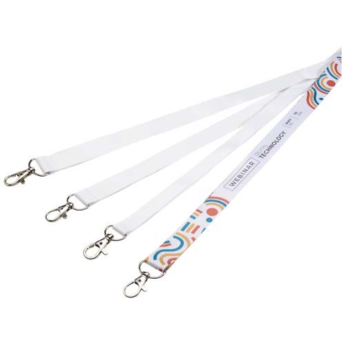white Addie lanyard en sublimación con cierre de seguridad