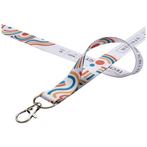 white Addie lanyard en sublimación con cierre de seguridad