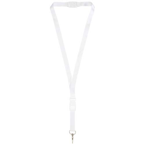 white Balta lanyard en sublimación con hebilla desmontable y cierre de seguridad