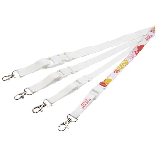 white Balta lanyard en sublimación con hebilla desmontable y cierre de seguridad