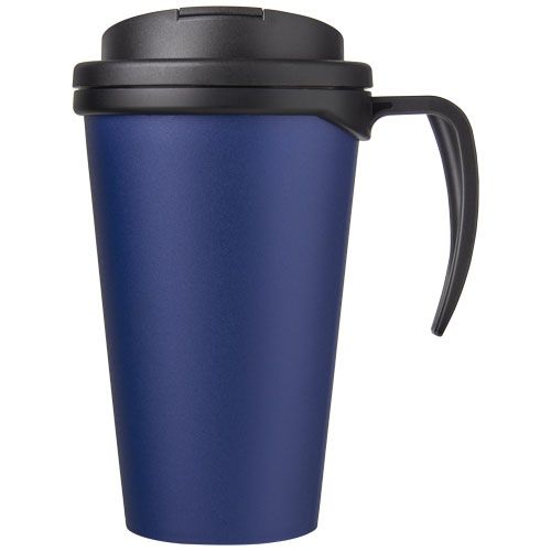 azul/negro Americano® Taza de 350 ml con tapa antigoteo