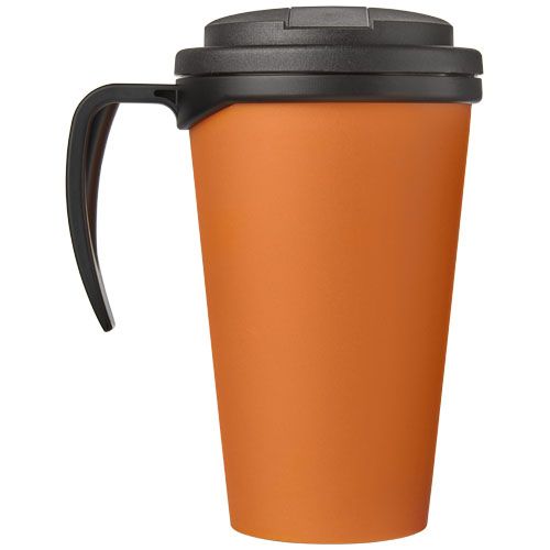 naranja/negro Americano® Taza de 350 ml con tapa antigoteo