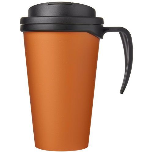 naranja/negro Americano® Taza de 350 ml con tapa antigoteo