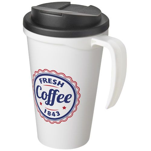 blanco/negro Americano® Taza de 350 ml con tapa antigoteo