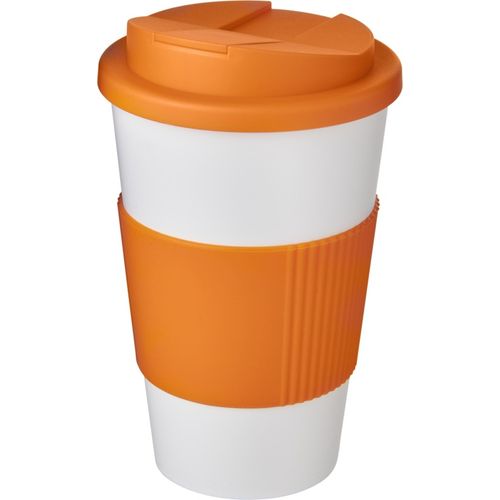 blanco/naranja Americano® vaso 350 ml con agarre y tapa antigoteo