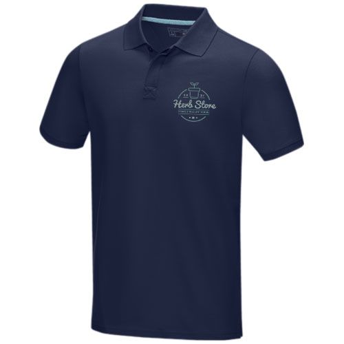 azul marino Polo orgánico de manga corta para hombre