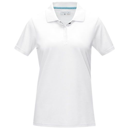 white Polo orgánico de manga corta para mujer