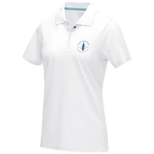 white Polo orgánico de manga corta para mujer