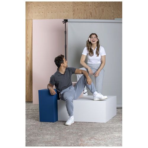 white Polo orgánico de manga corta para mujer