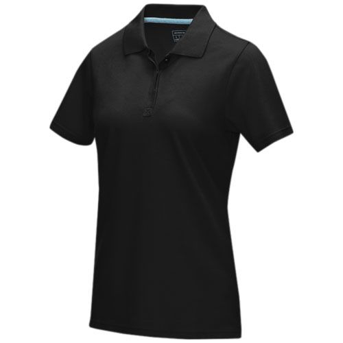 black Polo orgánico de manga corta para mujer