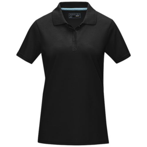 black Polo orgánico de manga corta para mujer