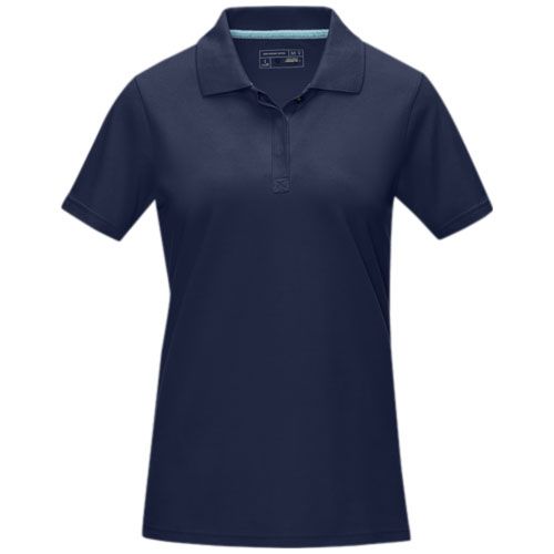 azul marino Polo orgánico de manga corta para mujer