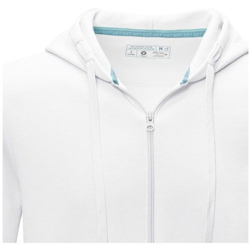white Sudadera con capucha y cremallera completa de orgánico para hombre