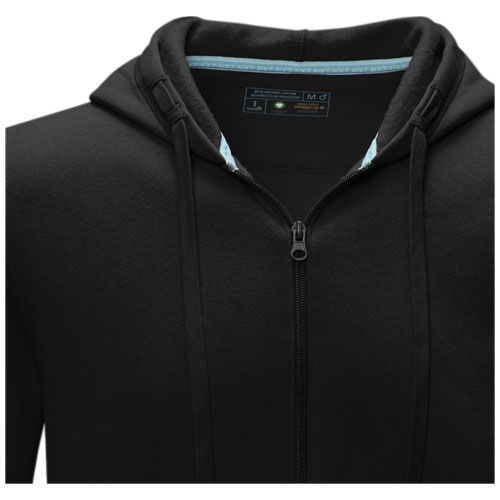black Sudadera con capucha y cremallera completa de orgánico para hombre