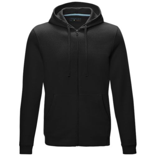 black Sudadera con capucha y cremallera completa de orgánico para hombre
